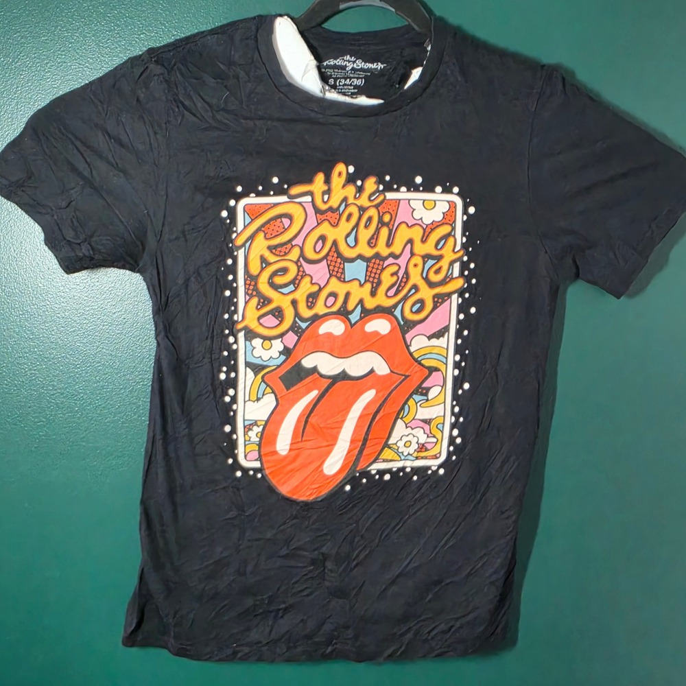 The Rolling Stones Mens Graphic T-Shirt Black Cotton Tongue Logo Small 2022